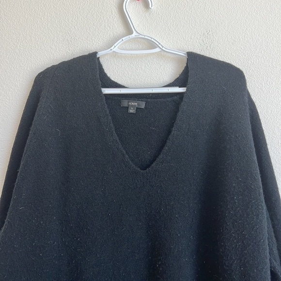 J Crew Black Stretch-wool V-neck tunic sweater - Picture 2 of 11